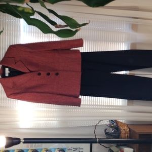 Suit Studio terracotta jacket with black pants. Size 12.